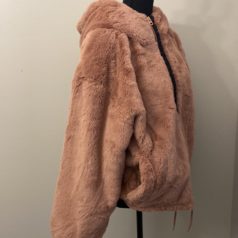 Gorgeous/Cozy Lucky Brand Faux Fur Jacket, Dusty Rose, Size Large - Picture 10 of 15